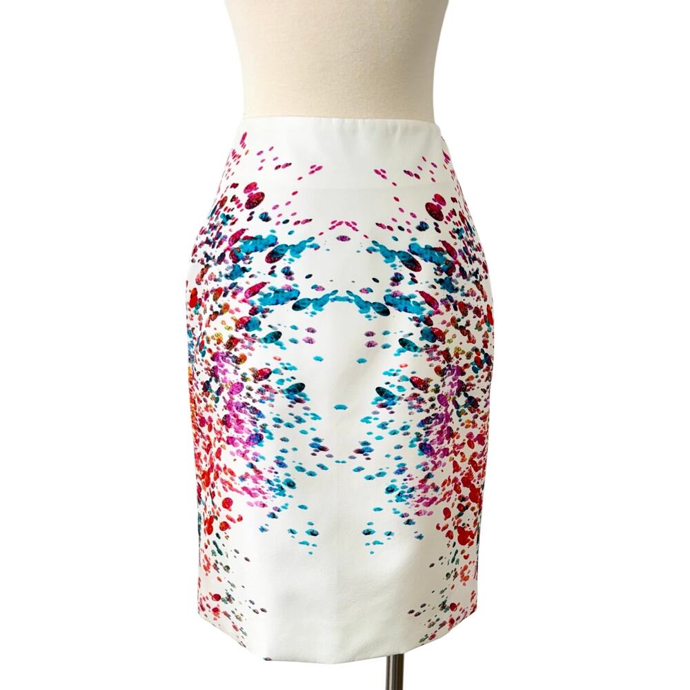 Josh Goot Silk Pencil Skirt Abstract White Multi Size AUS  12 / US 8